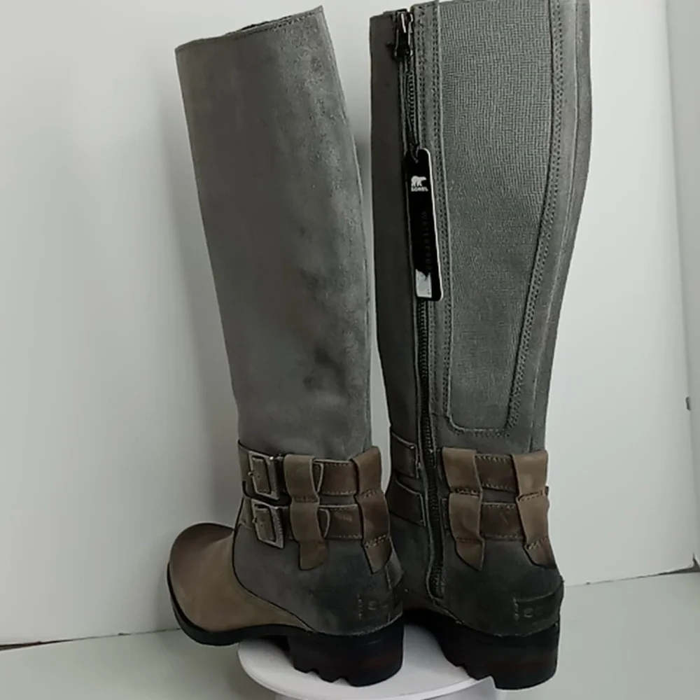 Sorel -Lolla II-Leather Waterproof Knee High Boots - Quarry Grey - size 7. NWOT